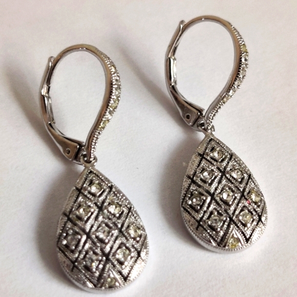 Diamante Teardrop Earrings - Picture 3 of 11